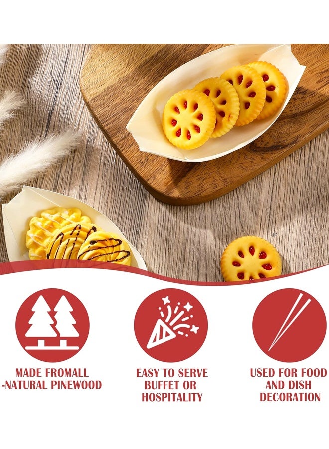 50 Pcs Disposable Bamboo Boat Plates,Small Appetizer Wooden Leaf Boat Plates,for Catering Home Holiday Party Use - Image 3